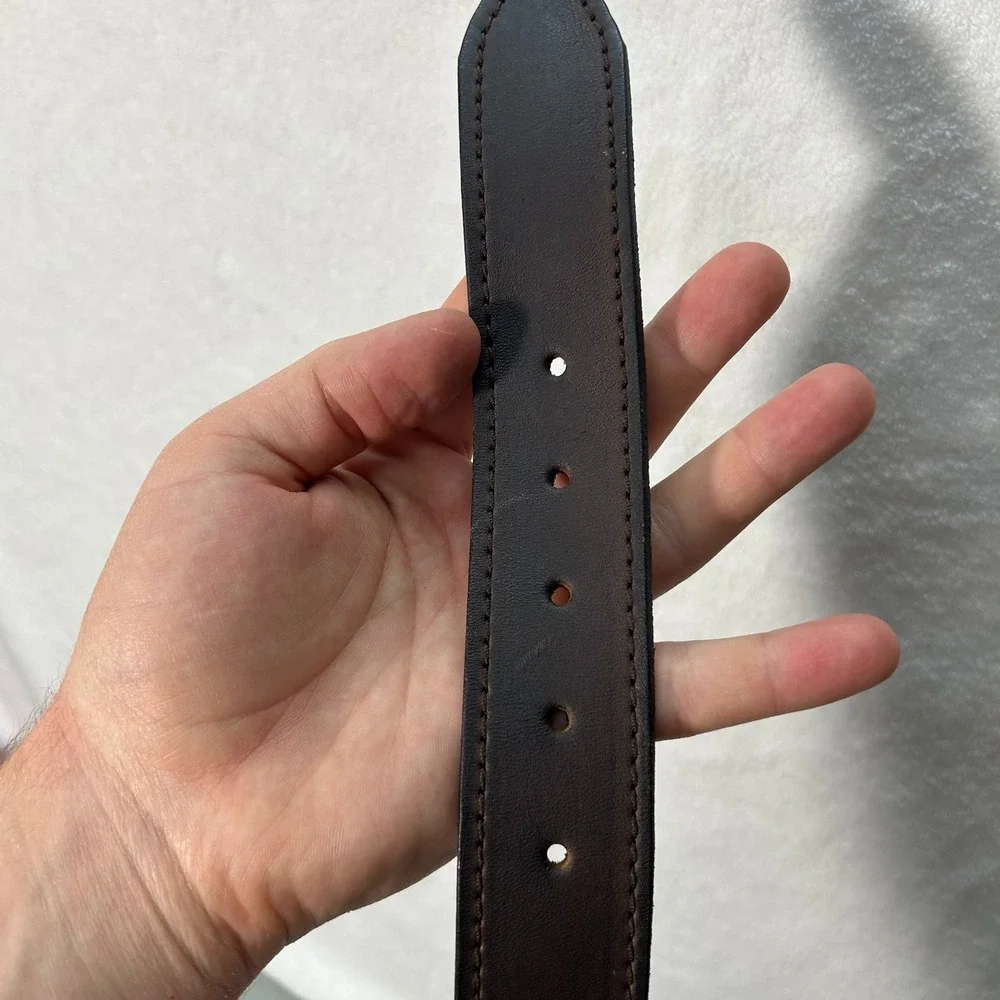 Strong Mens Size 28-30 Brown Leather Vintage B860-309 Adjustable Belt